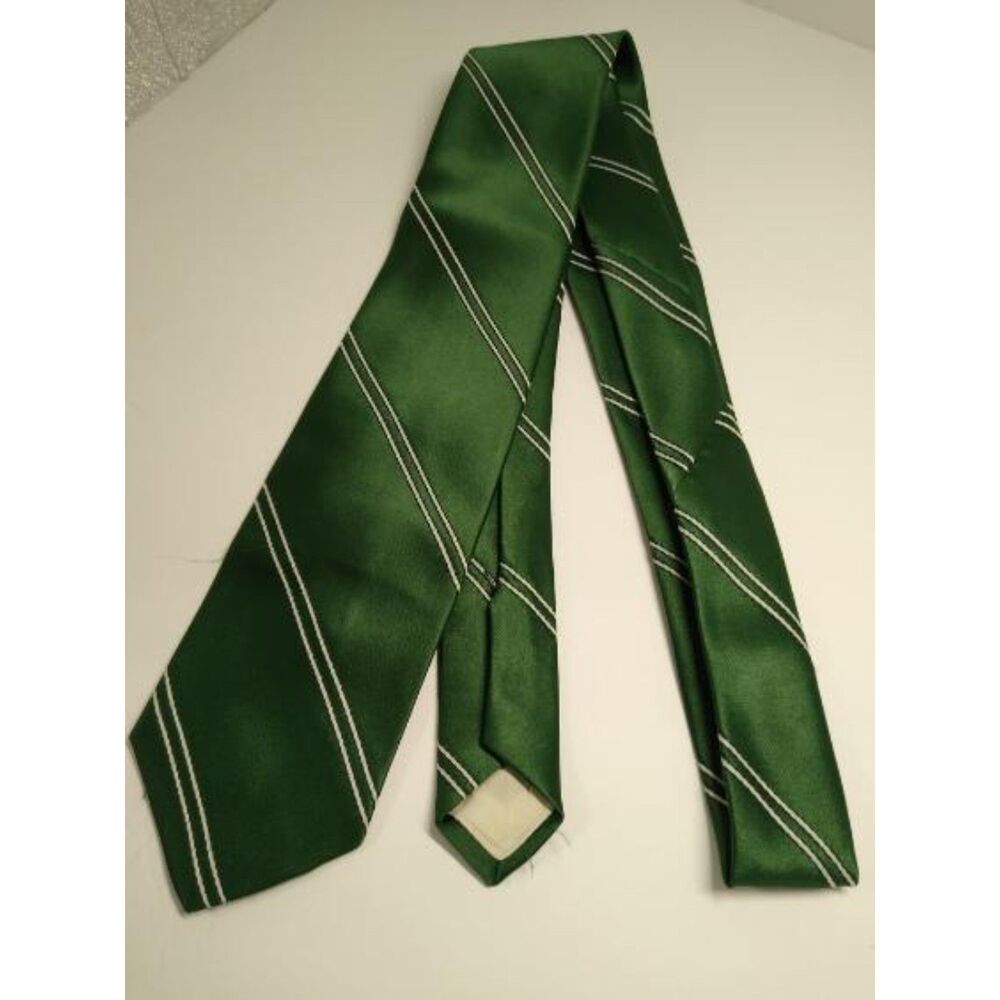 Wembley Wash Wear Wemlon Fabric Green with White Stripe Print Necktie Woven Tie
